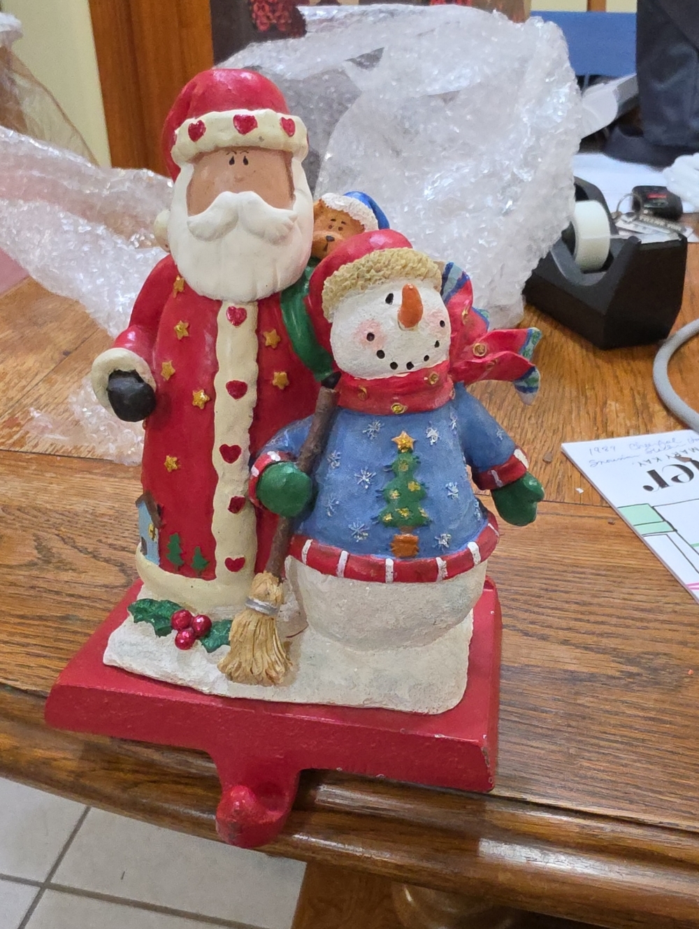 Vintage Folk Art Weighted Stocking Hangar
